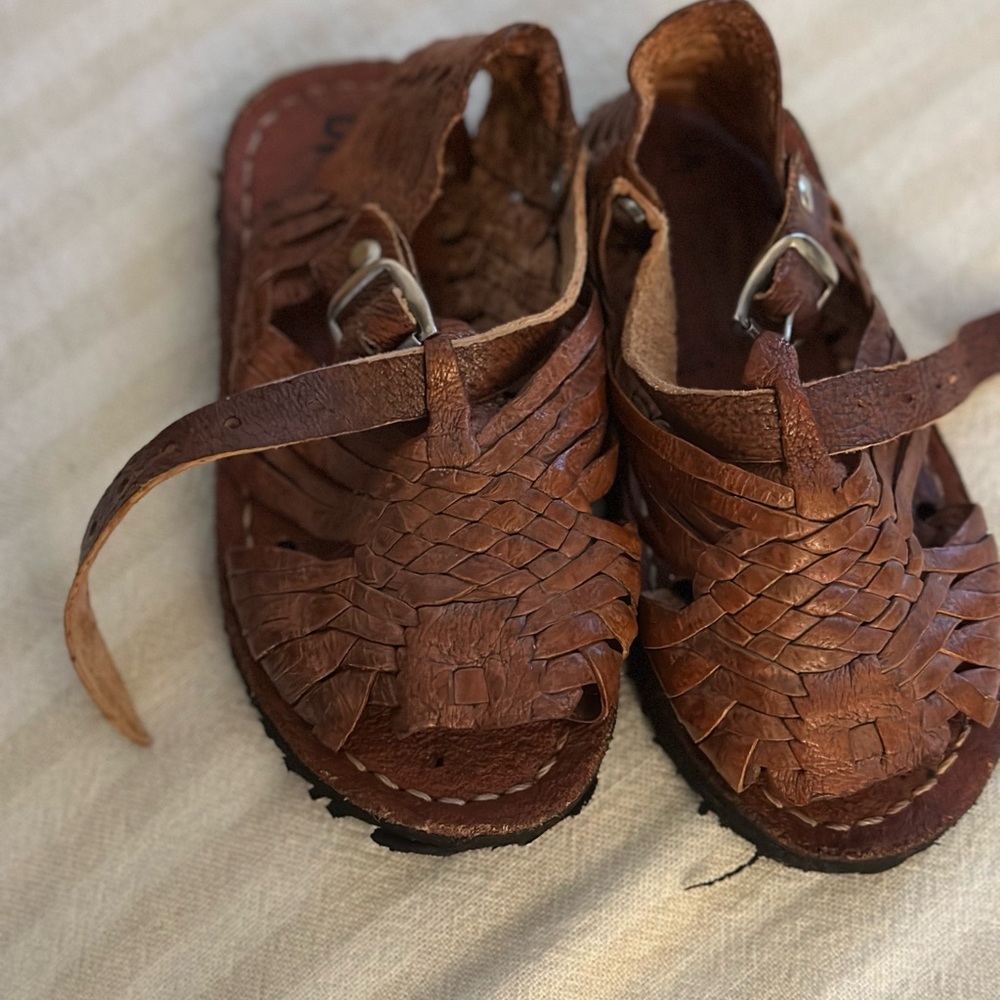 Brown Leather Kids Sandals